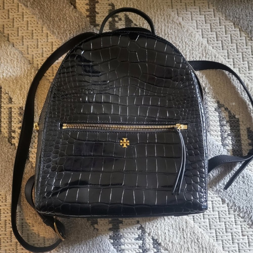 Tory Burch Croc Embossed Mini Backpack